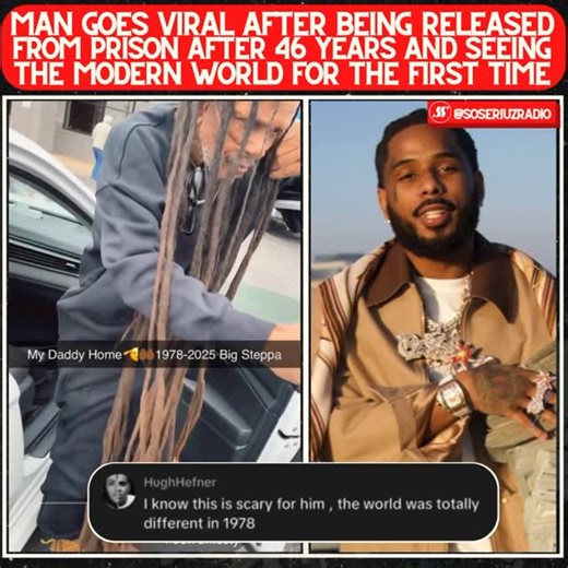 SSZRADIO ©️ on Instagram: "Man released after 46 years in prison sees modern world for first time 😮‍💨 #backonroad #poohshiesty #modernworld 🎥 @heaven321a @poohshiesty"