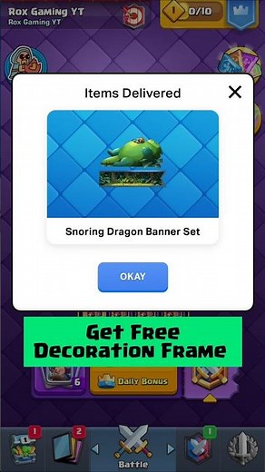 Get Free Snoring Dragon Banner Set In Clash Royale 😪