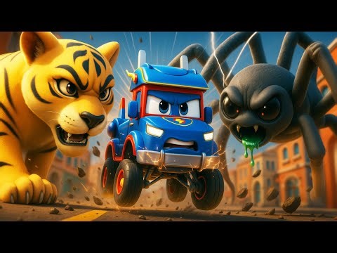 Giant Animals VS. Super Spider Truck 🐘 Animals for Kids | Super Truck