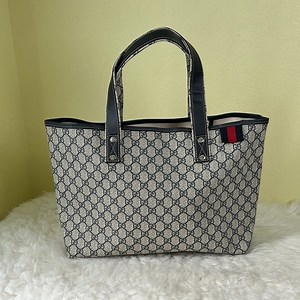💯Authentic GUCCI GG Plus Monogram Medium Signature Web Loop Tote Navy🍀