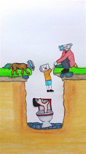 In a World Full of Danger… Be the One Who Saves 🤝#shortsfeed #youtubeshorts #skibiditoilet #drawing