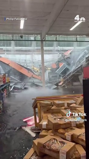The roof collapsed Monday at the BJ's in Oakhurst. Customers managed to film the aftermath of the incident and flooding of the store. No injuries were immediately reported. One witness said the collapse happened in the chip aisle. He said a 50-foot section of roof came down about 20 feet from him.