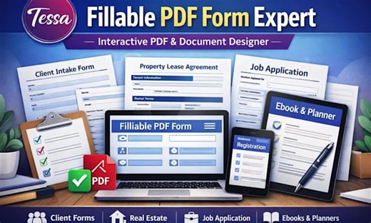Tessa_mary: I will create fillable PDF form design interactive PDF convert word excel to fillable for $10 on fiverr.com