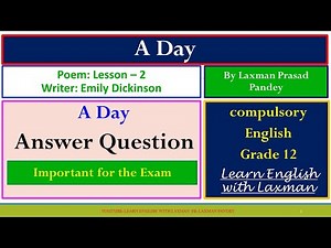 A Day (poem) question paper solved (class 12)