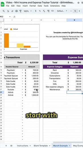 How to create an Income and Expense Tracker - Google Sheets Tutorial #googlesheets #personalfinance