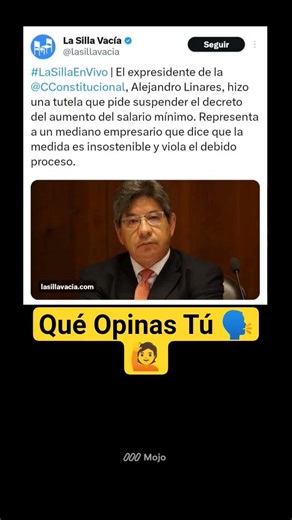 Alejandro Linares Está Trabajando Para Perjudicar El Salario Mínimo De Muchos Colombianos