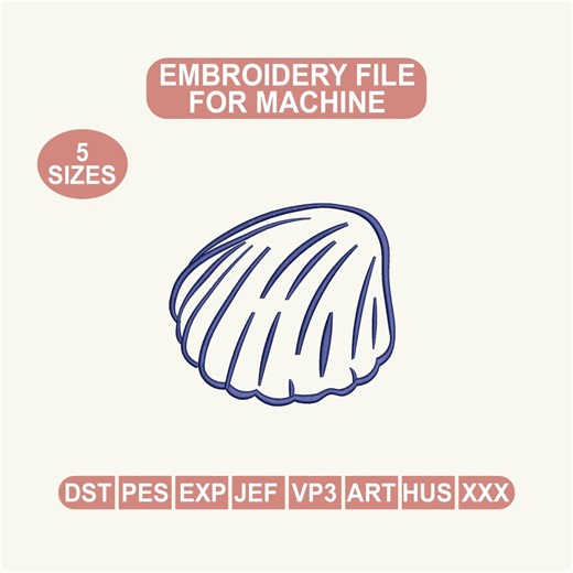 Seashell Embroidery Design, Beach Shell Embroidery File, Coastal Summer Machine Embroidery, Minimal Shell Embroidery Design - Etsy