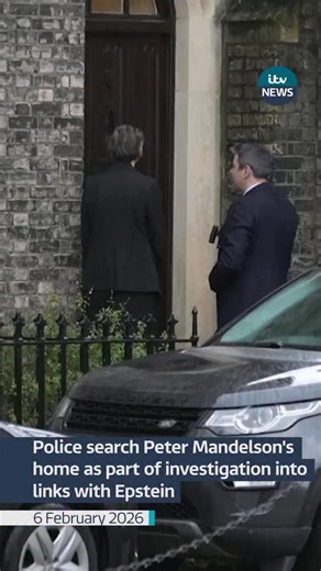 Officers are searching one address in Wiltshire and another in Camden. Two people believed to be police officers arrived outside Lord Mandelson’s house near Regent’s Park in central London on Friday afternoon. One of them appeared to be wearing a small body camera. They knocked on the door and entered the house. #itvnews #epstein | ITV News