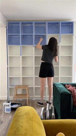 The DIY bookshelf makeover from start to finish! 😮‍💨 #shorts #diy #bookshelf