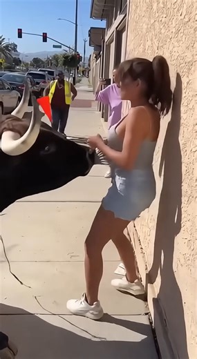 966K views · 4.4K reactions | A woman became desperate because a ferocious bull that was loose in the street grabbed her shirt with its mouth and wouldn't let go. | Laise Muricy | Facebook