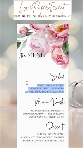 DIY Floral Wedding Menu Template That Makes Every Table Look Luxe 🌸✨ #collectionamor #lovepaperevent