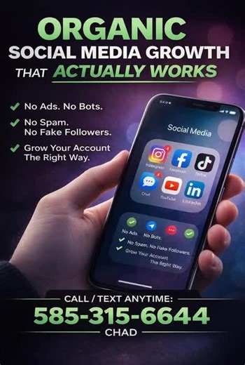 ANNOUNCEMENT — NOW LIVE ON CRAIGSLIST Organic Social Media Growth That Actually Works No bots. No fake engagement. No filters. Just disciplined, organic growth strategies that work in the real world. 👉 https://buffalo.craigslist.org/biz/d/buffalo-organic-social-media-growth/7908537296.html REAL TALK WITH THE MAN — this is for businesses and creators who want results, not vanity metrics. — Chad Zuchowski CEO, Zuchowski Enterprises LLC 📞 585-315-6644 ✉️ Zuchowski.Enterprises.LLC@gmail.com #REALT