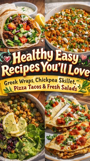 Healthy easy recipes you’ll love: Greek wraps, chickpea skillet, pizza tacos & fresh salads