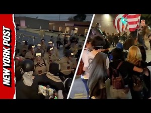 Protesters Clash With Police in Chicago and Los Angeles Amid ICE and “No Kings” Demonstrations