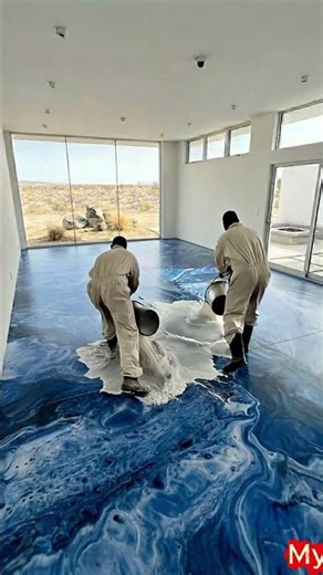 The "Midnight Ocean" Palette: High-Contrast Sapphire & Onyx Marbling Epoxy Floor 🌊 #epoxyfloor