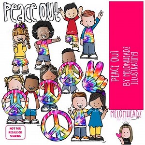 Peace Out clip art End of Year clip art Last Day of School clip art COLORED
