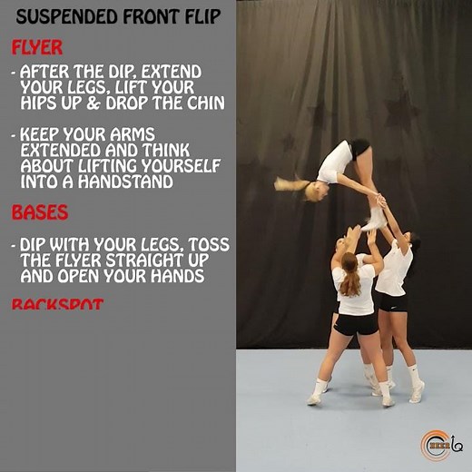 Suspended front flip (baha) instructional video - cheerleading group stunts