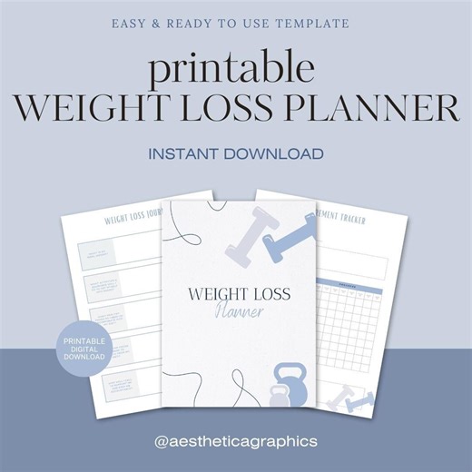 Printable Weight Loss Planner | Fitness & Wellness Tracker | Fasting and Habit Planner (A4) - Etsy