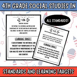 4th Grade TN Social Studies Standards | Tennessee Learning Targets Objectives