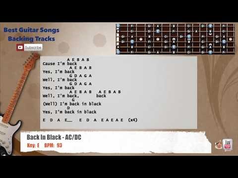 🎸 Back In Black - AC/DC Guitar Backing Track with vocal, chords and lyrics