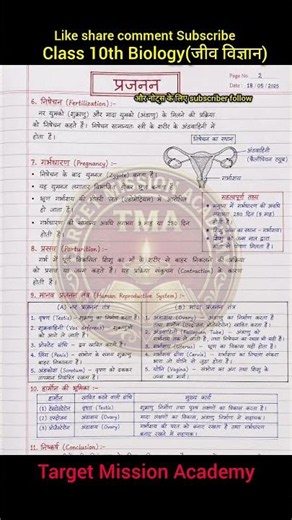 💥 CLASS 10 BIOLOGY ONE SHOT | REPRODUCTION NOTES ✍️🔥