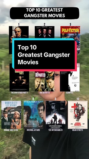 IMO: Top 10 Greatest Gangster Movies #gangstermovies #filmgangster #thegodfather #goodfellas #pulpfiction #thegodfatherpart2 #thedeparted #scarface #bonnieandclyde #infernalaffairs #theuntouchables #meanstreets #foryou #foryoupage #fyp