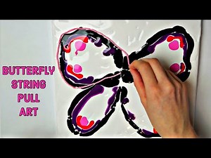 Butterfly fluid art using the acrylic string pull technique. Simple for beginners - chain pull
