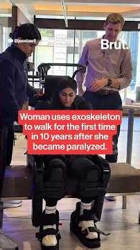 Paralyzed woman walks for the first time in 10 years using exoskeleton.