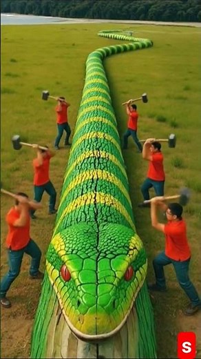 rescue gaint python from giant tree log #animals #funny #shorts