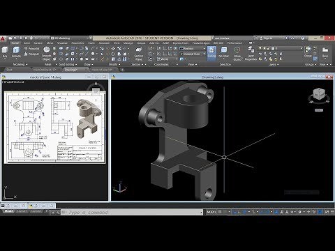 3D mechanical drawing exercise in Autocad 2016