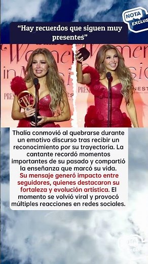 🎤 Thalía se quiebra al recordar su pasado y conmueve durante importante premio