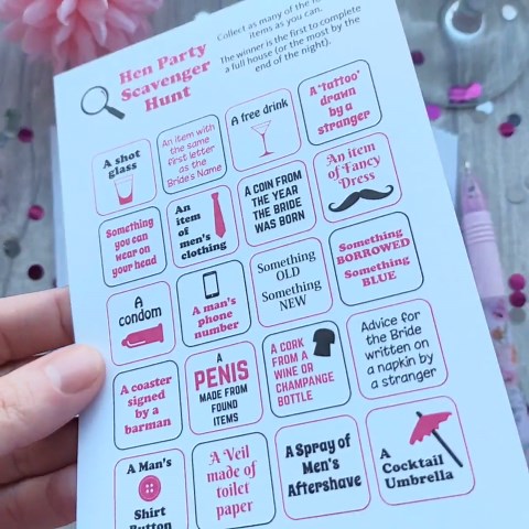 Hen Party Scavenger Hunt Game - Scavenger Hunt Bingo, Hen Night Games, Hen Party Game, Ready Made Game (24 Cards Included) - Etsy UK