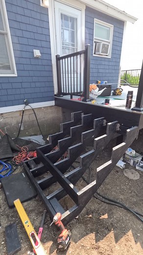 Installing mitred risers using screws and plugs for a nice finished look. No fascia needed. @oc.lumber @starbornindustries | Malkin & Daughters