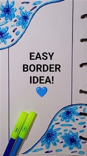 Simple Blue Flower Border Design💙 #shorts #viral #art #drawing #paperborder #satisfying #diy #craft