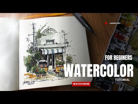 “Japanese Shop in Ink & Watercolor Painting” | for beginners. #watercolorpainting #forbeginners