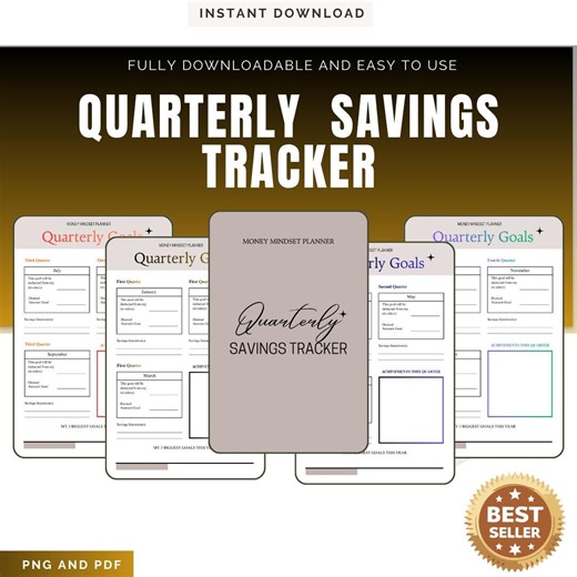 Savings Planner Printable: Quarterly Money Tracker - PDF PNG - Instant Download - Etsy