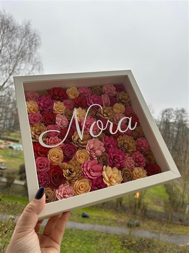 Personalized Name Shadow Box Frame | Shadow Box | Handmade Paper Flowers| Gift| Baby Shower| Personalized Frame| Hand Rolled Flower Frame - Etsy