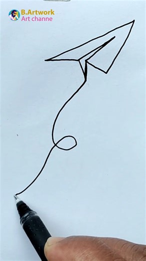 Paper Plane Line Art Drawing ✈️ Easy & Creative #Shorts #Drawing #art #Short #B.artwork