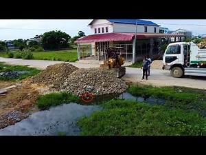 Start New Project Small Old Dozer Fill Land Delete Pit Nearby Wall Complete 100% with dump truck