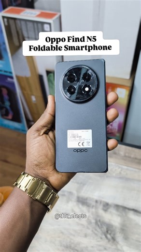 The_Elects ng on Instagram: "Pre-owned Open Box Oppo Find N5 Foldable smartphone available for pickup and online delivery‼️ Memory: 16gb/512gb SIM type: Dual SIM Performance: Snapdragon 8 Elite chipset with 16GB RAM and 512GB storage. Display: 8.12-inch QXGA+ AMOLED inner screen, 6.62-inch FHD+ AMOLED cover display, both with 120Hz refresh rates. Camera: 50MP main (OIS), 50MP telephoto, and 8MP ultra-wide rear, plus 8MP front cameras. Battery & Charging: 5600mAh silicon-carbon battery with 80W S