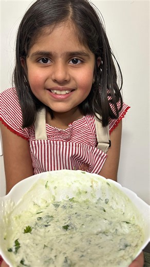 Pihu🧿, Daddy & Mamma 🕉️ on Instagram: "🥒 Cucumber Raita by Little Chef Pihu 🤍 “She was SO excited to make this all by herself 🥹 Simple, fresh & kid-approved! Ingredients: • Yogurt • Grated cucumber • Chaat masala • Fresh coriander leaves • Mint leaves “Healthy food made with happy hands 💚”. #littlechef #kidsinkitchen #momdaughtermoments #healthyindianfood #familyreels"