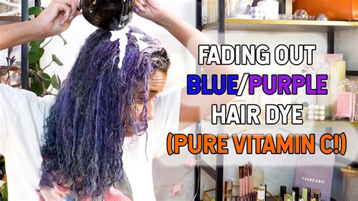 Fading blue hair using only vitamin C experiment