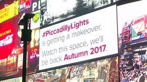 The iconic advertising screens in Piccadilly Circus are switched off for what will be the longest time since World War II as the electronic billboard undergoes a makeover. | The Telegraph