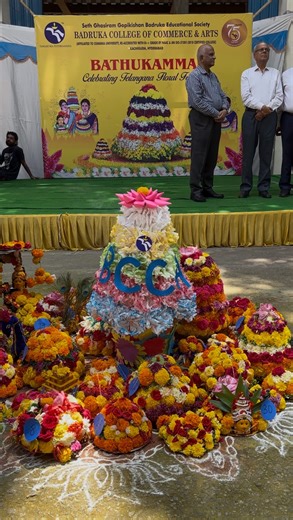 Theatrics club BCCA on Instagram: "🌼BATHUKAMMA🌸 Celebrating Telangana Floral Festival. The festival of flowers, Batukamma, was celebrated with grandeur and joy at Badruka College of Commerce and Arts on 20-09-2025. The occasion was graced by the esteemed presence of Honorable Secretary Sri Shri . Kishan Badruka ji, Director General Professor Abhirama Krishna Sir, and Principal Dr. B. Mohan Kumar Sir, along with the faculty and students of the college. The celebration began with vibrant enthusi