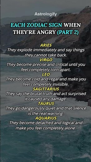 Each Zodiac Sign WHEN THEY'RE ANGRY (Part 2) #zodiac #zodiacsigns #astrology #horoscope #tarot