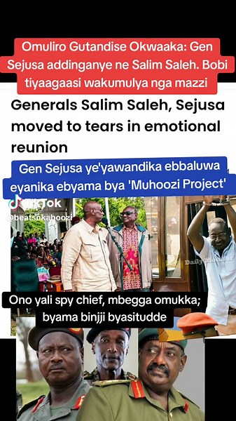 The veteran soldiers were moved to tears, at a public event where they met following years of political estrangement and self-imposed exile for Gen Sejusa. Two of Uganda’s most prominent military figures, Gen Caleb Akandwanaho, also known as Salim Saleh, and Gen David Tinyefuza, known as David Sejusa, shared an emotional reunion in Ssembabule district over the weekend. The veteran soldiers were moved to tears, at a public event where they met following years of political estrangement and self-im