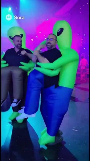 Cringefest at club with alien abduction costumes #halloween #ai #funnyvideo