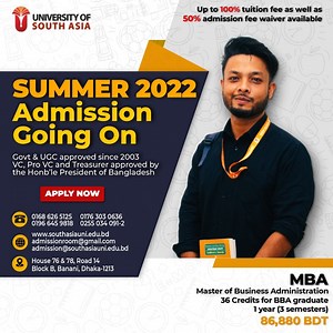 Summer 2022 Admission Going on for Master of Business Administration...