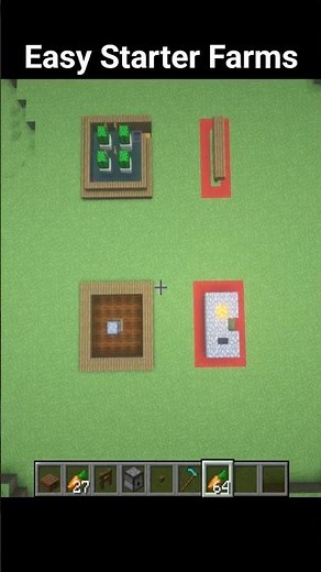 Easy Starter Farms 🌾⚙️ | Minecraft #minecrafttutorial #minecraftbuilding #shortsminecraft