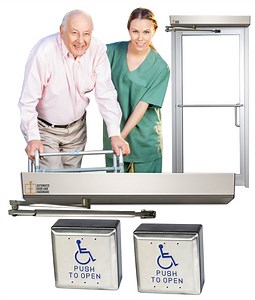 Commercial Industrial Automatic Door Opener With Hardwired Handicap Door Buttons For Disability Access | www.autodoorandhardware.com